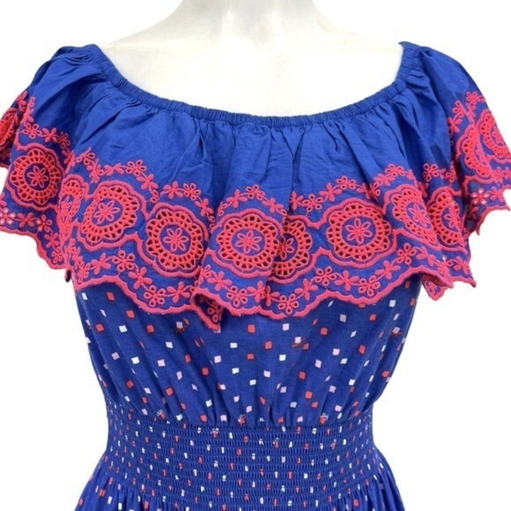 NWT Lilly Pulitzer Kalama Borealis Blue Lilly Squared Off Shoulder Dress Sz XXS